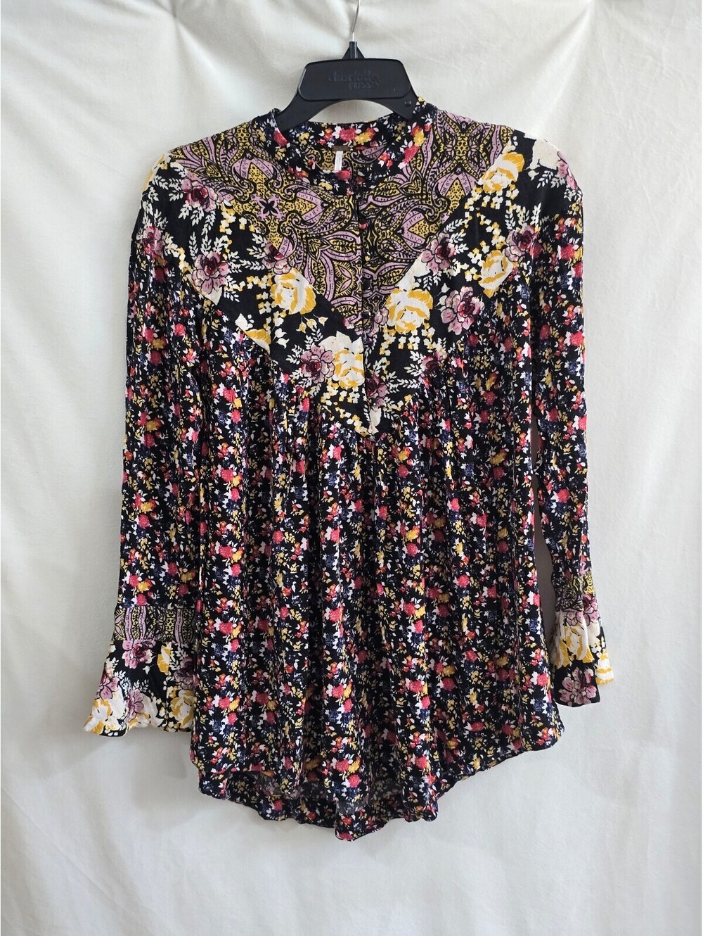 Free People Floral and Paisley Patterned Long Sleeve Blouse Size S/P